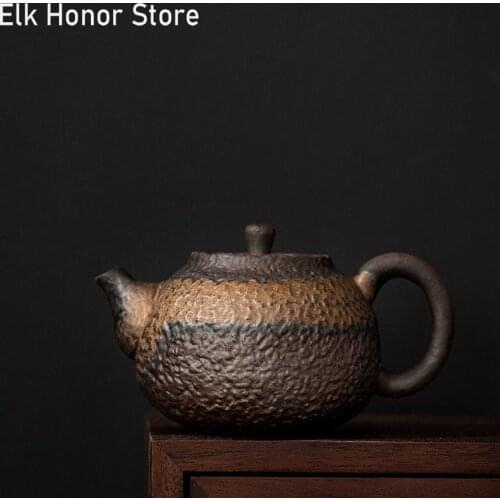 230ML Retro Coarse Gilding Glazed Ceramic Teapot Kung Fu Tea XISHI Pot Handmade Japanese Style Household Teakettle Master Pots