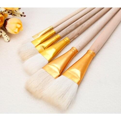 6Pcs Artist S Paint Brushes Set Wool Hair Watercolor Acrylic Oil Painting Brush E56C