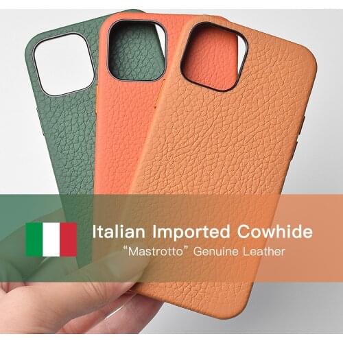 Italian Mastrotto Genuine Leather Case for iPhone 12 Pro Max 11 Xs Luxury Supercar Cowhide High-end Phone Cases Cover