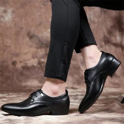 Large Size 38-48 Formal Leather Shoes for Men Wedding Dress Shoes Man Lace Up Pointed Toe Business Shoes Scarpe Eleganti Uomo