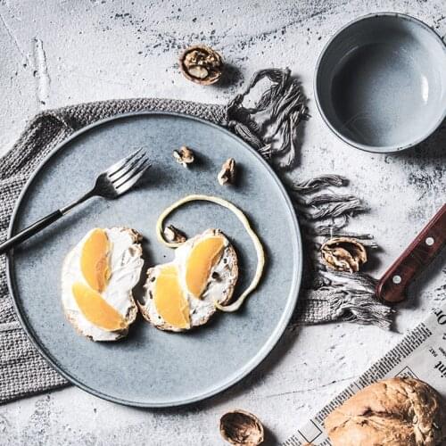 European Ceramic Plates Retro Decor Western Steak Salad Plate Breakfast Desktop Bread Plate Living Room Decoration Storage Trays