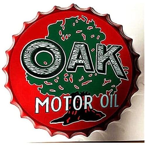 Retro Sign Motor Oil Bottle Caps Retro Metal Tin Sign Diameter 13.8 Inches - Handcrafts Home Decor Bar Plaque Lounge Man Cave