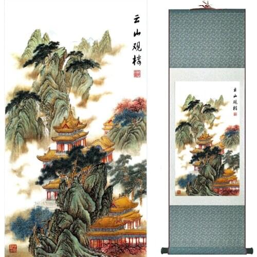 Mountain and river painting Home Office Decoration Chinese scroll painting mountain and River painting TX2017122111