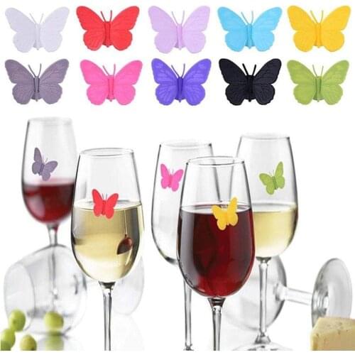 Creative Cute Wine Glass Charm Suction Butterfly Decorative Wine Glass Marker Wine Glass Tag Bar Recognizer Tool Accessories