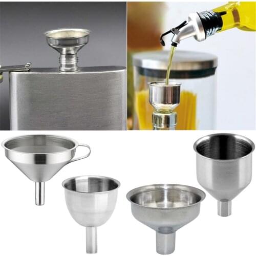 Size Stainless Steel Kitchen Oil Funnel Honey Perfume Liquid Home Gadget Tools Wine Water Juice Coffee Funnel Strainer Standard