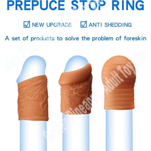 Luquid Silicone Penis Sleeve Ring Sex Toys For Men Foreskin Correction Cock Cock Extender G-spot Stimulate Male Glans Sleeve