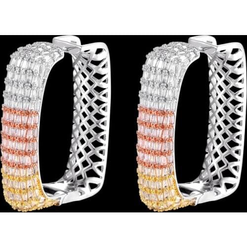 Zlxgirl copper earring Accessories Brand AAA Cubic zircon Wedding Earring Prong Setting CZ Princess Hooks D Earrings For Wedding