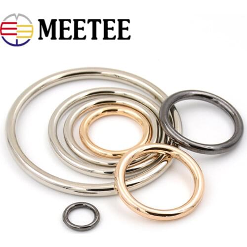Meetee 5pcs 10-100mm Metal O Rings Buckles Straps Bag Clip Buckles Hardware Fittings DIY Clothes Luggage Decor Accessories H1-1