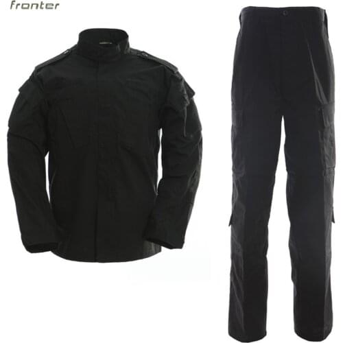 Mens Sets Black Police Uniforms Security Guards Army Uniform ACU Military Uiforms Suits