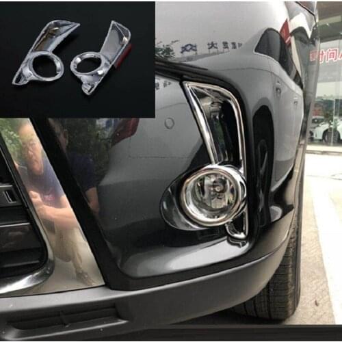 Chrome ABS Car Front Fog Light Lamp Cover Trim fog lamp frame decorative bright strips For Toyota Highlander 2018-2019
