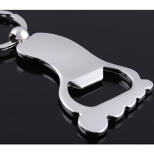 Creative Home Essential Kitchen Tools - Stainless Steel Metal Cute Feet Shape Beer Wine Bottle Opener with Keychain Ring