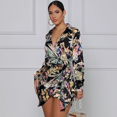 SUJYing2021 New Summer Womens Blouse Dress Lace Up Cross Tie Shirt Long-Sleeved Dress