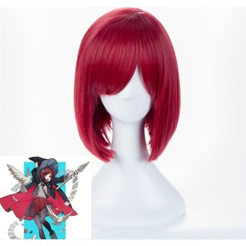 Yumeno Himiko Dark Red Color Wig Danganronpa: Trigger Happy Havoc Cosplay Short Wig Hair Synthetic Cosplay Wig 35cm