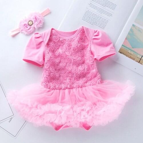Newborn Girls Clothes Set Fashion First Birthday Infant Girls Clothing Tutu Dress+Headband Rose Princess Girls Clothing Girls