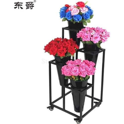 Flower Shop Flower Stand Multi-layer Display Stand Flower Bucket Rack Step Orchid Flower Flower Stand Flower Shop Shelf With Whe