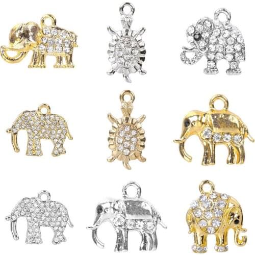12*24mm Rhinestone Silver Zinc Alloy Animal Sea Turtle Charm Pendants Diy Necklace Bracelet Jewelry Making Accessories Wholesale