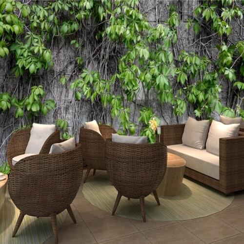 Restaurant Cafe Clubs KTV Bar 3D Wallpaper Boston Ivy Nature Mural Modern Plant Fiber Wallpaper Roll Papel De Parede 3D Paisagem