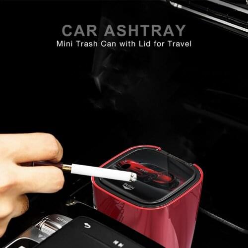 Portable Mini Car Ashtray With LED Light Stainless Steel Cigarette Cigar Ashtray Container Trash Smoke Storage Cup Accessories
