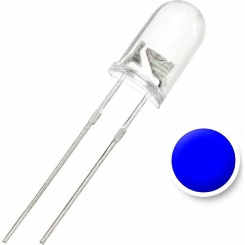5MM Blue Water Clear Lens LED Diode - Pack of 50