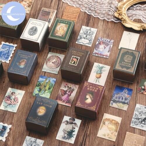YUEGUANGXIA 100pcs/box Retro Story Old Letter Flower FairyKraft Paper Bullet Journaling DIY Scrapbooking Decoration LOMO Cards