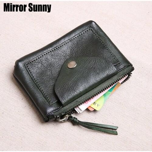 Handmade Head Cowhide Leather Mini Wallet Womens Money pocket Super Thin Leather Retro Simple Coin Bag Change Purse Carteira