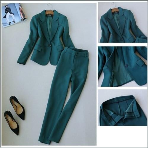 Women Autumn Elegant Suit Sets Office Lady One Button Suit Blazer and Fashion Pencil Pants Work Wear Clothing Set