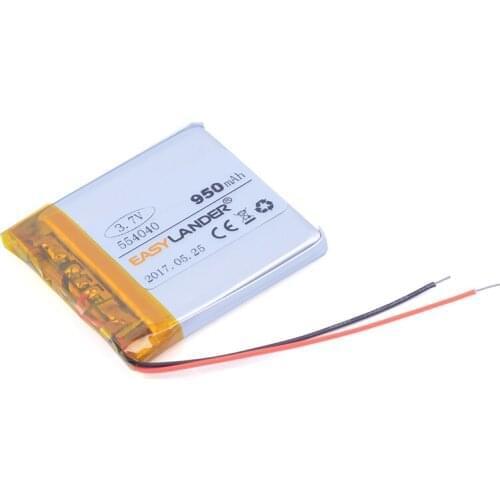 10pcs/Lot 3.7V 950mAh 554040 Rechargeable li Polymer Li-ion Battery For electronic part DIY Speaker Flash lighting Oticon GPS