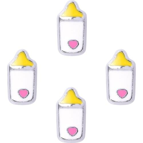 F187 Enamel Baby Feeder Floating Locket Charms For Glass Living Locket 8*4mm