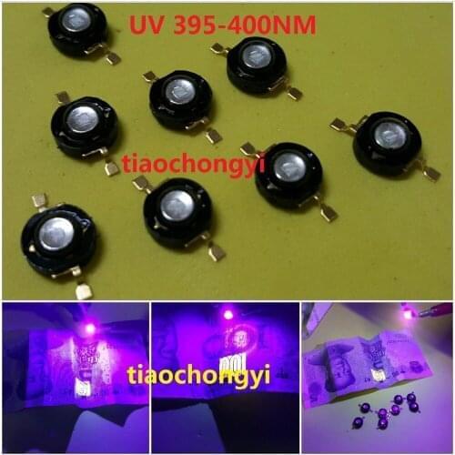 50pcs 3W 395-400nm UV LED Ultraviolet LED Chip Light High Power LED Bead Black