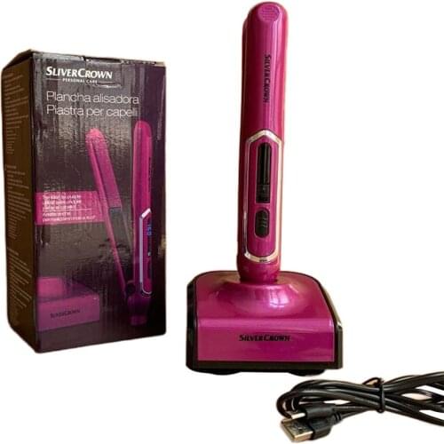 Mini Cordless Flat Iron Professional Ceramic Hair Straightener USB Temperature Adjustable Straightening Iron with Charging Base