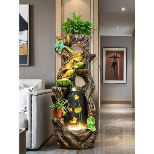 Large Make a Fortune as Endless as Flowing Water Waterscape Fountain Landscape Living Room Floor Entrance Zen Decoration