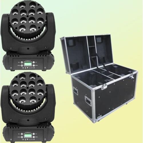 Flight Case Packing 2 Pieces 12x12w RGBW 4in1 LED Beam Moving Head advanced color 9/16 DMX channels for dj disco parties show