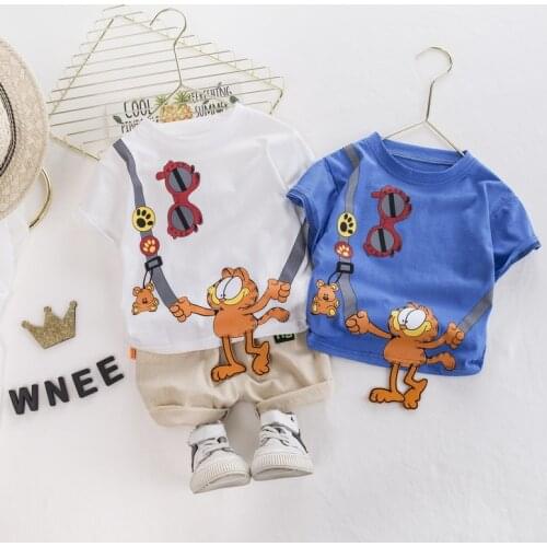 Baby Boy Girl Clothing Summer Sets Cotton Infant Children Clothes Cartoon Print Kids 1 2 3 4 Years T-Shirt+Shorts 2pc Outfits