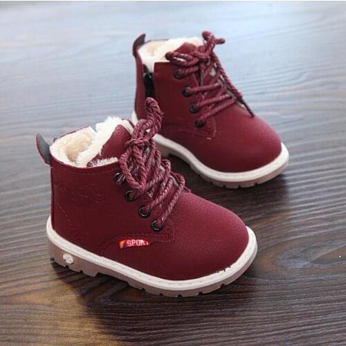 Children Snow Boots New Winter Girl Sneakers Plush Motorcycle Boots Lace-Up Rome Martin Boots Winter Kids Shoes for boys