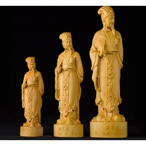 15-25CM Zhuge Liang The Figures of The Three Kingdoms Kong Ming Wood Carving Decoration Creative Home Decor Wood Carving