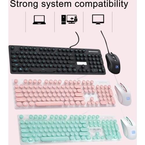 104 Keys Full Sets Mechanical Feel Keycap USB Gaming Keyboard And Mouse Set For Home Office Game