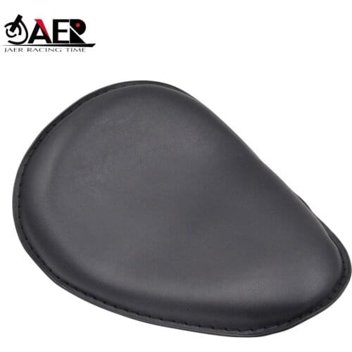 JAER Motorcycle Black Leather Slim Seat Large Copper Solo Seat Mount for Harley Sportster Bobber Chopper