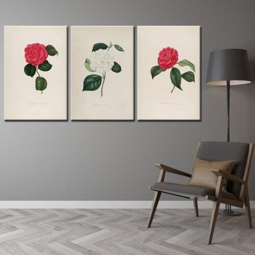 Canvas Painting Nordic modern artwork Camellia flowers Wall Art Painting Modular Wallpapers Poster Print living room Home Decor