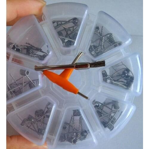 8 In 1 Clapton Coil Platte Twisted Mix Twisted Fused Clapton Alien Clapton Premade Coil With Cleaning Brush Tool Sets