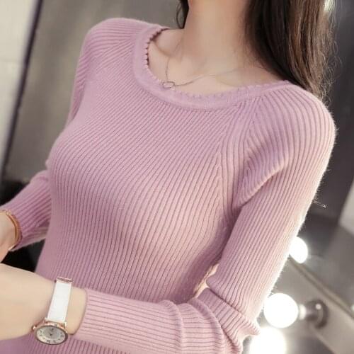 Korean women 2018 sweater collar sweater tight short sleeve shirt slim girl