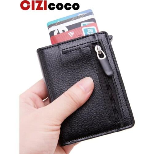 2020 RFID Wallet Metal Business Blocking Card Holder Aluminum High Quality Soft Leather Slim Card Case Travel Wallet