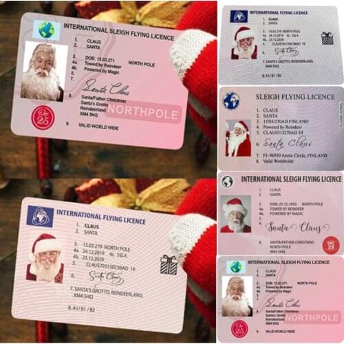Creative Santa Claus Flight License Christmas Eve Driving Licence Christmas Gifts For Children Kids Christmas Tree Decoration