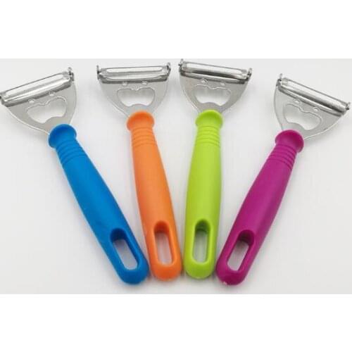 Multi-function kitchen gadget plastic melon and fruit grater apple peeler beer bottle opener