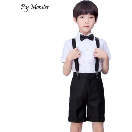 Fashion summer boys clothes set childs clothing striped shirt boy top shorts pants student clothing party dress chorus costume