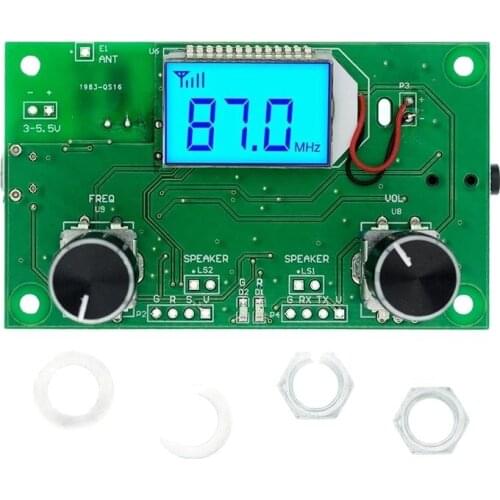 FM Radio Receiver Module Frequency Modulation Stereo Receiving PCB Circuit Board With Silencing LCD Display 3-5V LCD Module