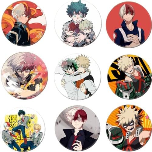 My Hero Academia Cartoon Round Badge Brooch Pins Izuku Collection Bags Button Badges Accessories New Emblem Gift Cosplay