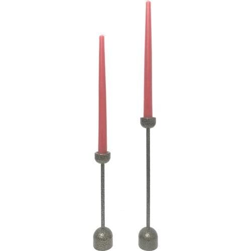 Mumsema Gift Decorative 2'li Tower Candlestick & Candle Holder Set Black