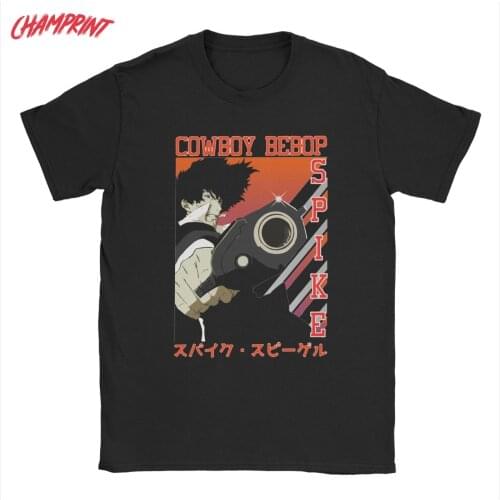 Mens Spike Spiegel Cowboy Bebop T Shirts Anime Cotton Clothing Short Sleeve Round Collar Tee Shirt Birthday Gift T-Shirts