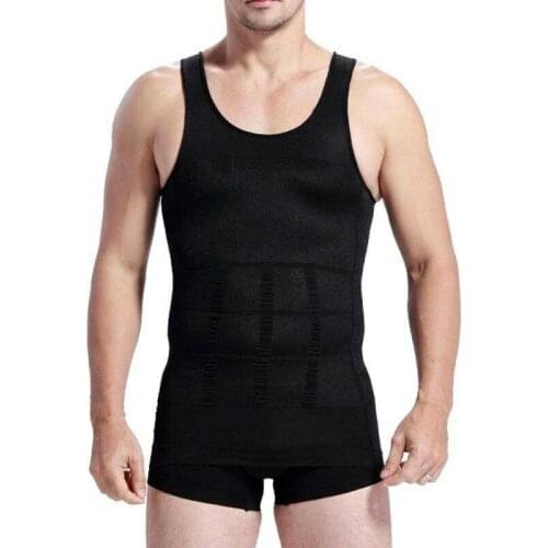 Men Body Slimming Tummy Shaper Vest Belly Waist Girdle Shirt Underwear Shapewear White Black