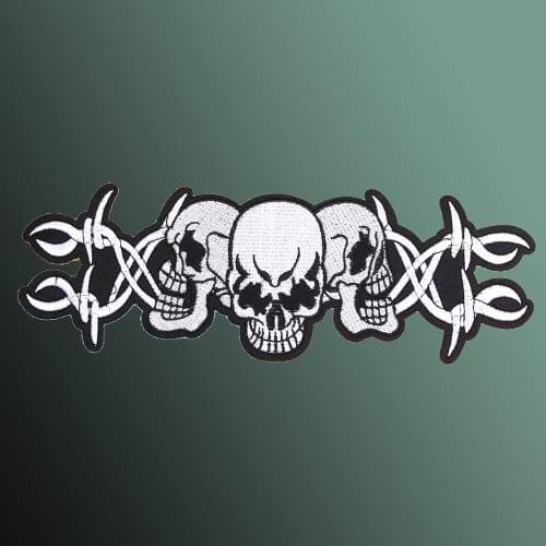 DIY Punk Skull Head Iron On Patches For Clothing Motorcycle Biker Patches Embroidered Badges Jacket Accessories Stripe Sticker